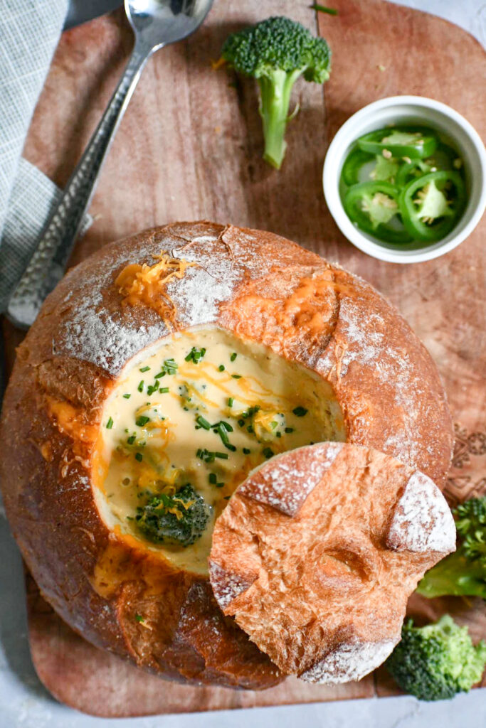 Creamy broccoli cheddar soup made with fresh broccoli, carrots, sharp cheddar cheese, garlic, and simple seasonings. An easy homemade soup that's perfect for fall and winter.